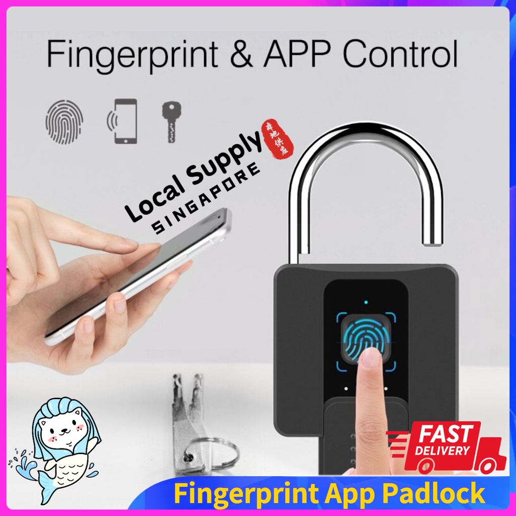 Fingerprint Smart Keyless Waterproof Lock APP Control Waterproof Security Padlock Black Door Luggage Lock Anti-Theft Padlock 