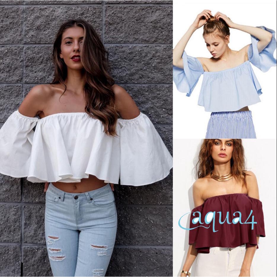 women's shoulderless tops