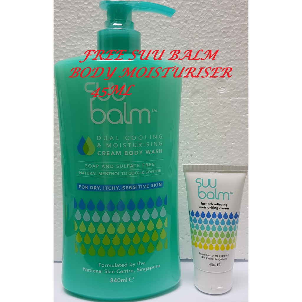 Suu Balm Dual Cooling & Moisturising Cream Body Wash 840ml Free Suu