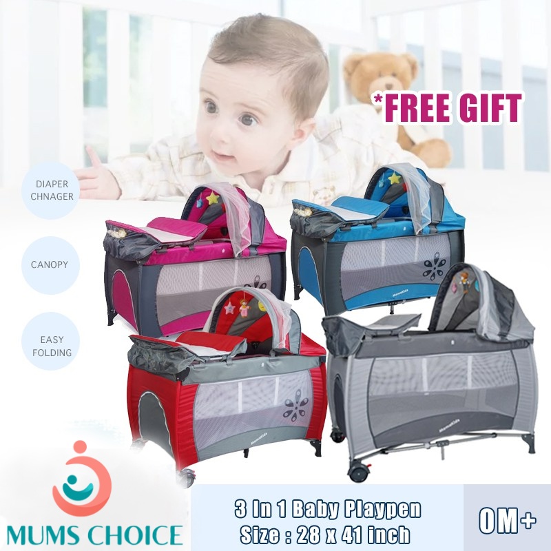 Mamakids baby playpen/ Foldable / baby cot bed ( canopy with