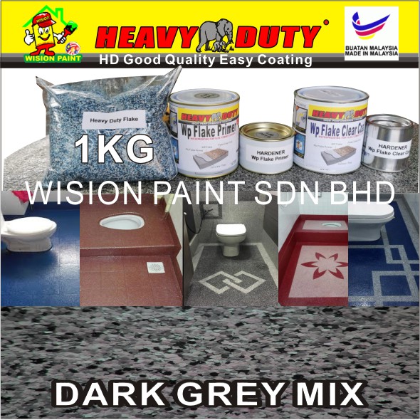 Dark Grey Mix Full Set Epoxy Colour Flake Coating 1kg Flake 1l Primer 1l Clear Coat Toilet Floor Slab Leaki Shopee Singapore