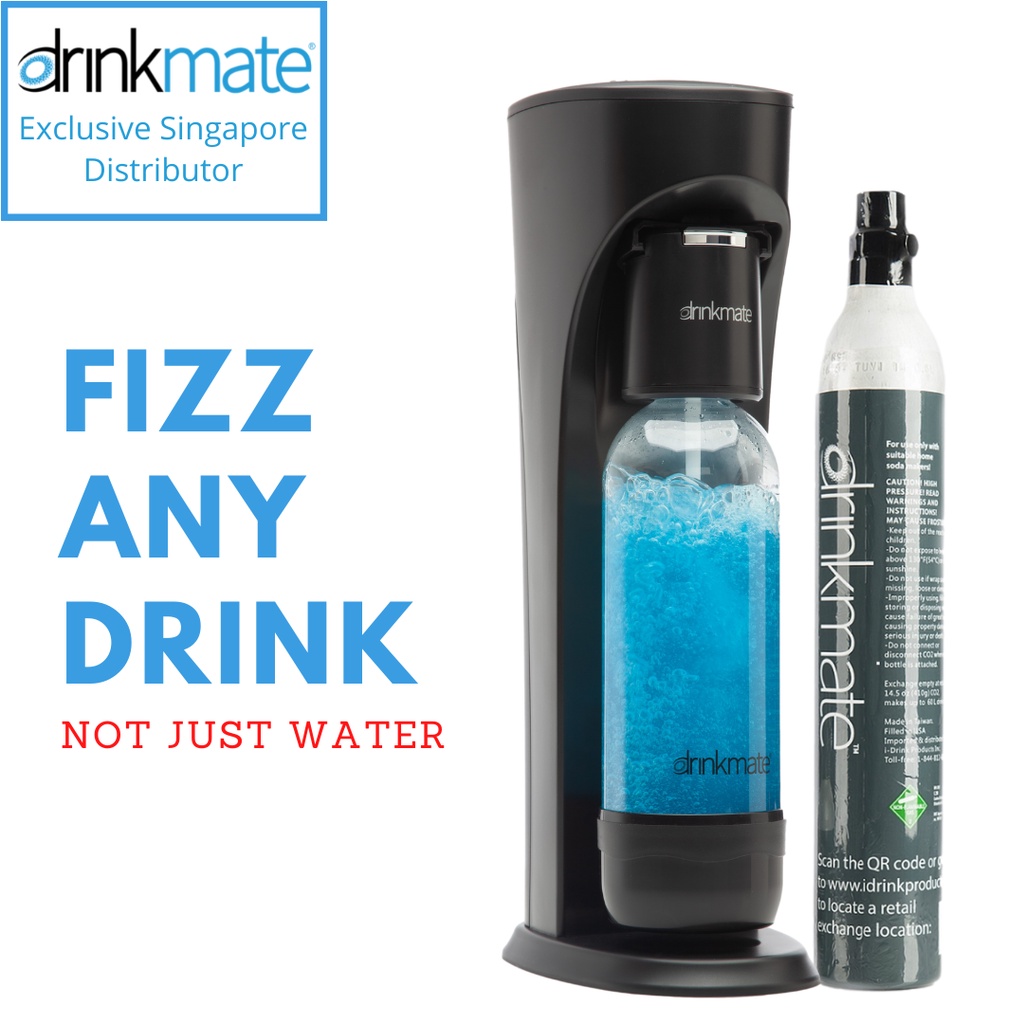 Matte Black Drinkmate Sparkling Water Soda Maker (Sodastream Cylinder