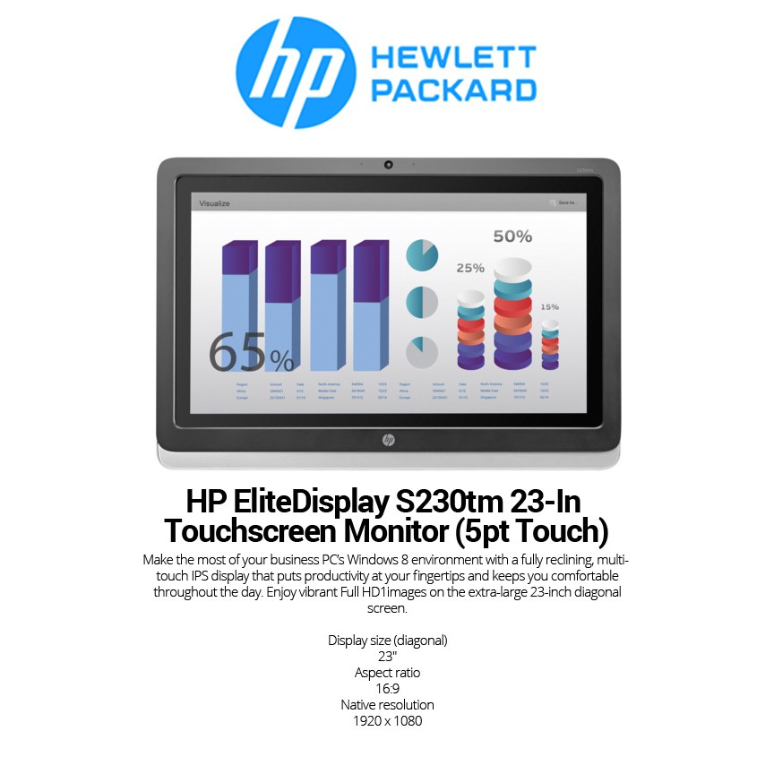 HP EliteDisplay S230tm 23inch Touchscreen Monitor Shopee Singapore