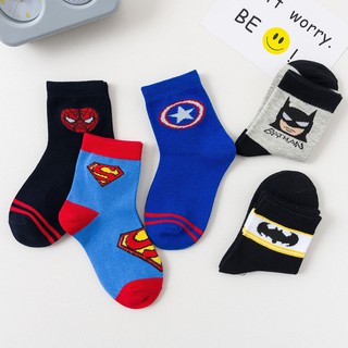 Superhero 5 Pairs Baby Boy Socks Cotton 1-3-5-8 Years Cartoon Socks for Kids #3