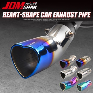 Universal Exhaust Tip Pipe Car Heart Shape Exhaust Pipe Rear Tip Tail Throat Stainless Steel Modified Bent Exhaust Pipe 60mm 