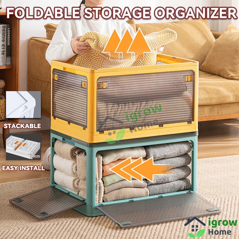 Stackable Storage Kitchen Storage Box Foldable Side Door Open