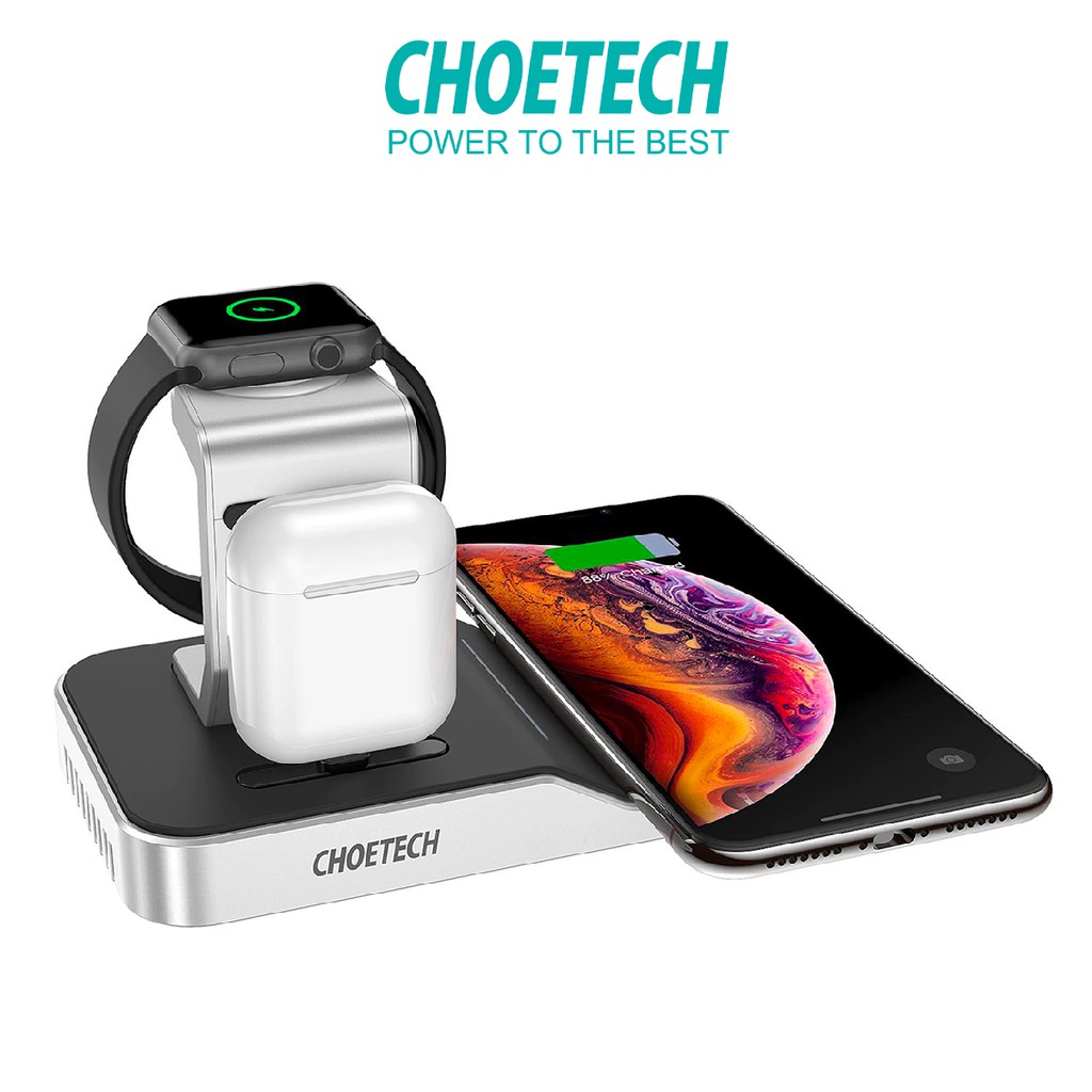 Choetech 4 In 1 Iphone Airpods Apple Watch Ipad Wireless Charging Dock With Mfi Qi Certified Shopee Singapore