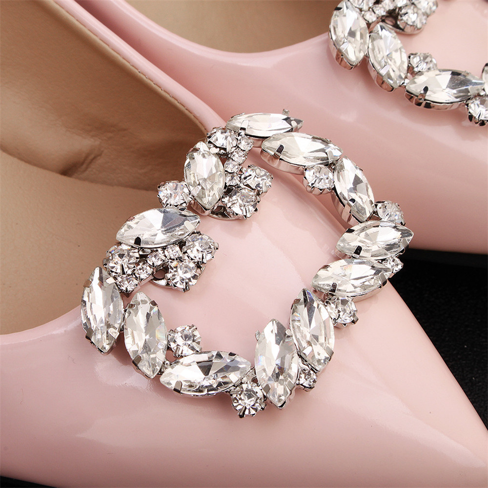 Image of FOREVER Rhinestone Shiny Decorative Clips High Heel Charm Buckle Shoe Clip Women Wedding Square Clamp Bride Shoe Decorations #4