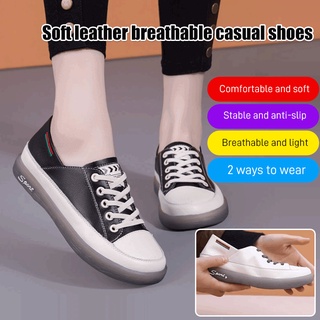 Soft leather casual shoes Women slip-on shoes women's tendon sole white casual shoes