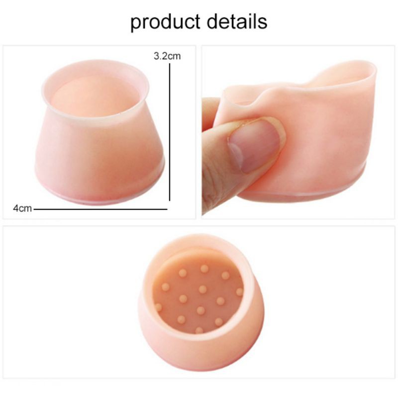4Pcs/Set Chair Leg Caps Silicone Floor Protector Furniture Table Covers Antislip Prevent Scratches