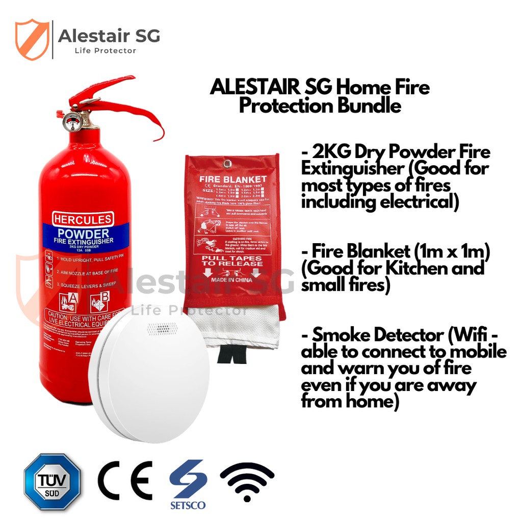 Home Fire Protection Premium Bundle comes with Fire extinguisher, Smoke