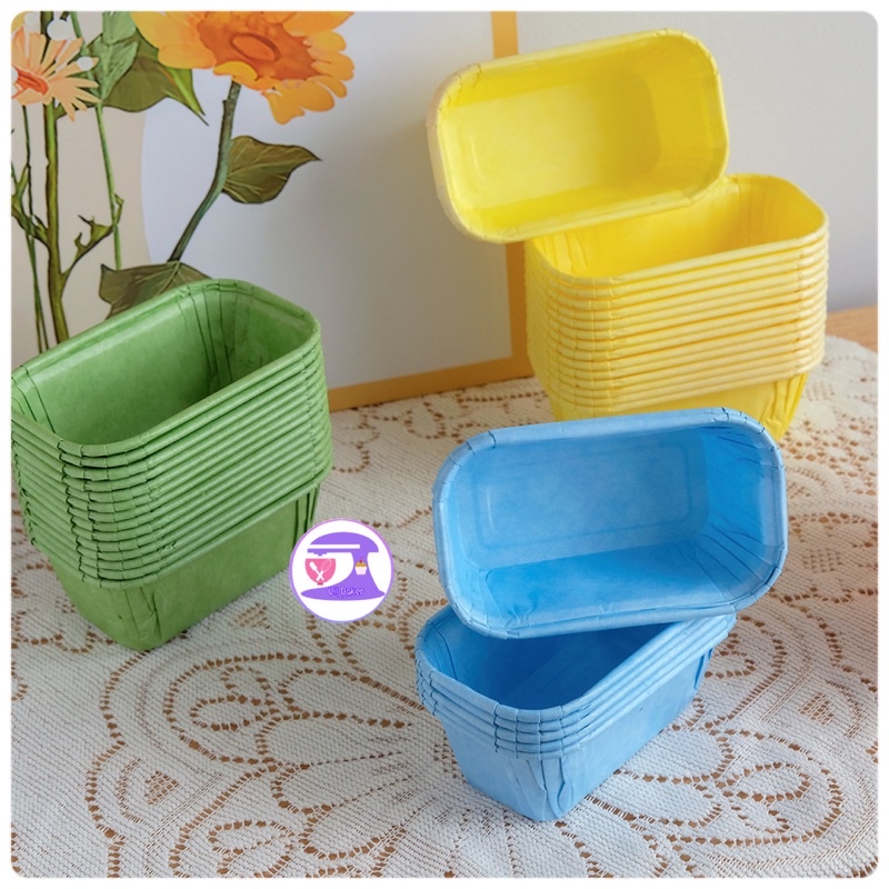 [LIL BAKER] 50PCS RECTANGLE BAKING CUP BUTTER CAKE POUND CAKE MINI LOAF CUPCAKE MUFFIN CUP