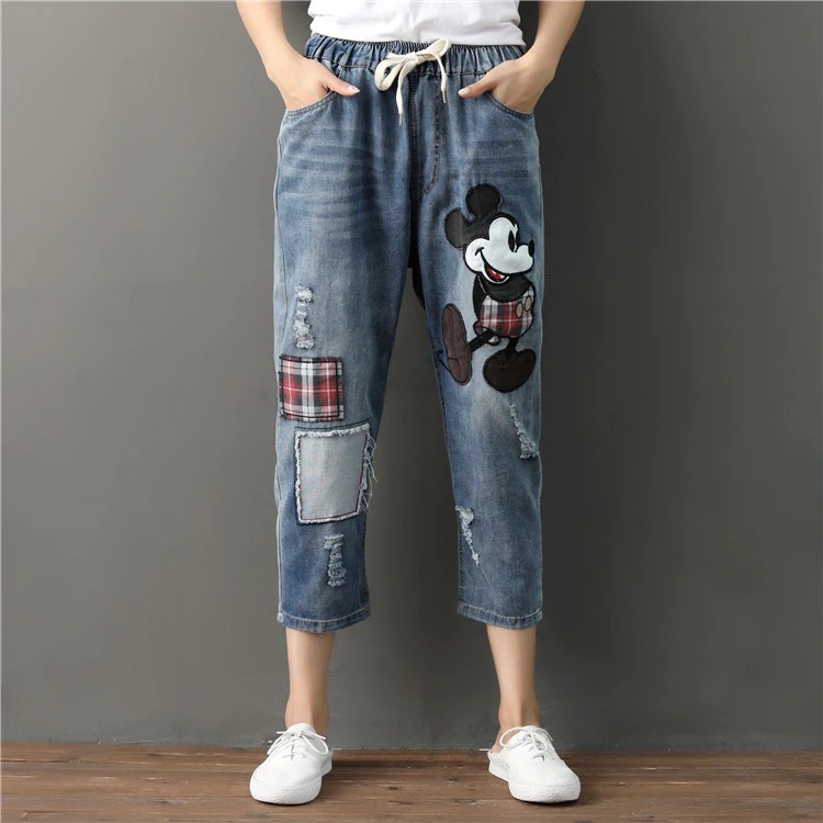 mom jeans mickey mouse