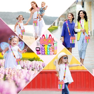 Pop Unicorn Bag Purse Handbags Shoulder Strap Silicone Rainbow Kawaii Messenger Bag Girl Children Push Bubble Toy Gift #8