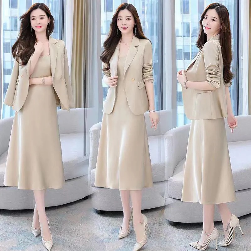 2PCS [ Blazer + Dress ] Fashion Suit Plus Size Loose Set Blazer Office/ Formal OL Wear Ladies Women Casual Jacket Coat + Elegant Long Dress |  Shopee Singapore