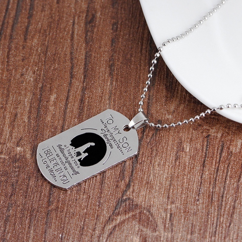mother son dog tag necklace