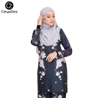 Baju Kurung Printed Caryazara D Hazel In Wine Red Shopee Singapore