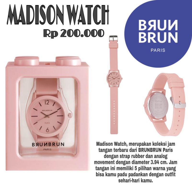 Madison Pink Brunbrun Paris Sophie Martin Paris Marc Lou Marlo Kluce Moana Watches Shopee Singapore