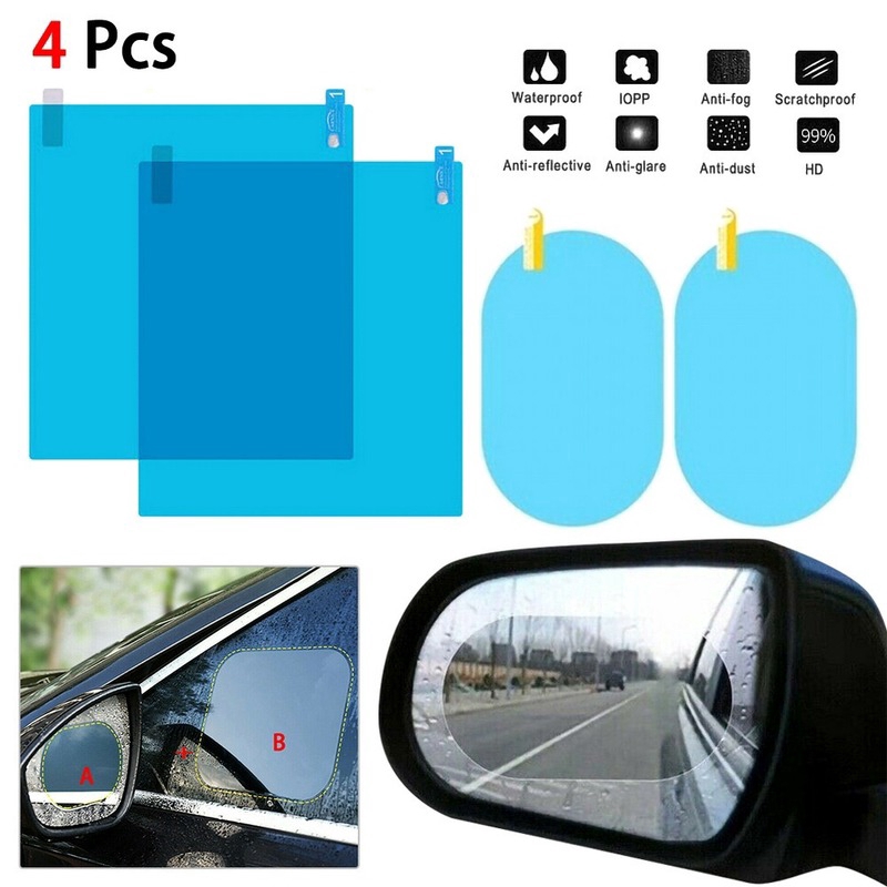 2PC Car Waterproof Anti-Fog Rainproof Rearview Mirror Glass Protect Film Sticker