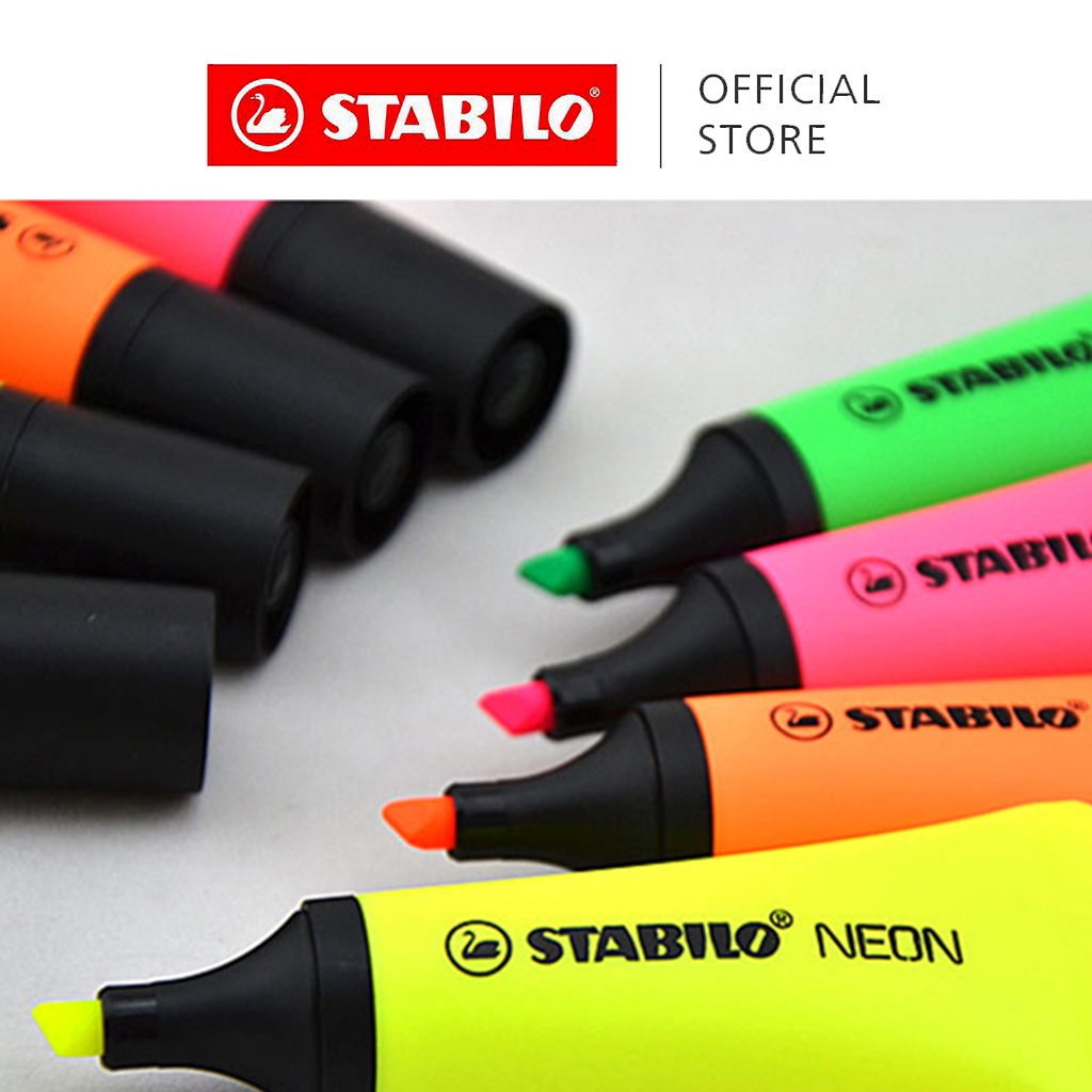 STABILO NEON Stylish Highlighters Markers Set of 4 colours Neon