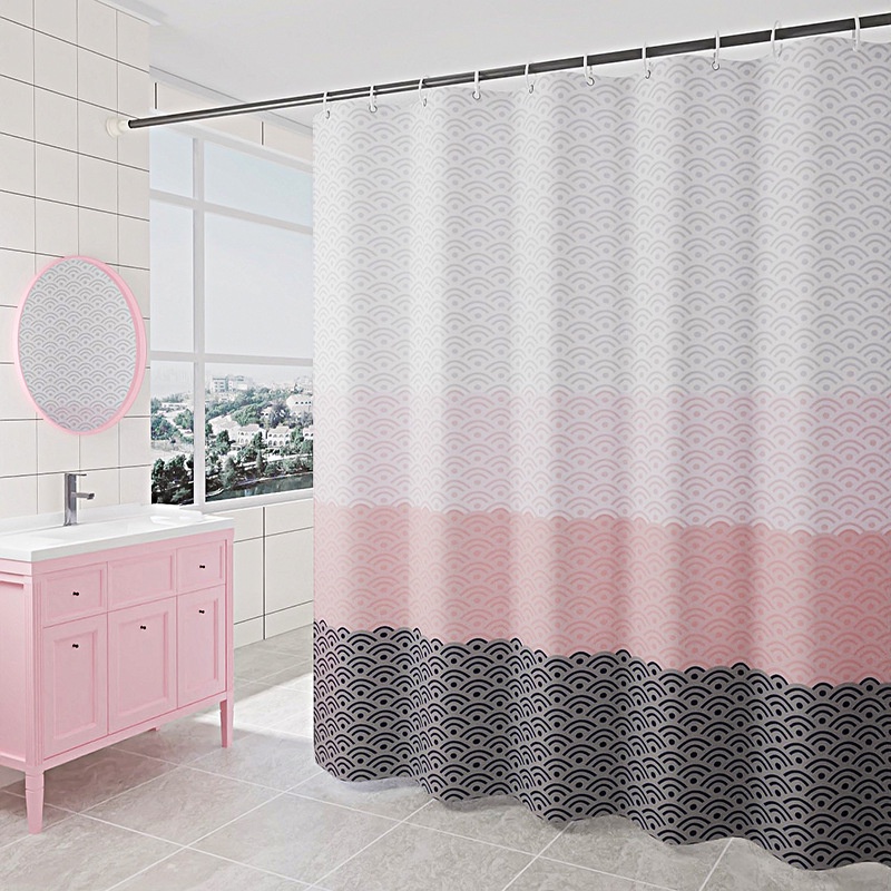 Black White Grey Blue Lattices Shower, Pink And Grey Shower Curtain