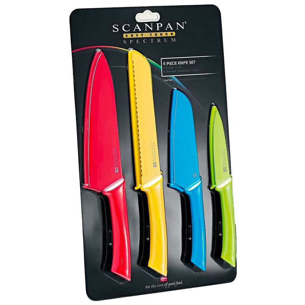 SCANPAN Spectrum 4pc. Knife Set Utility Knife, Santoku Knife, Chef