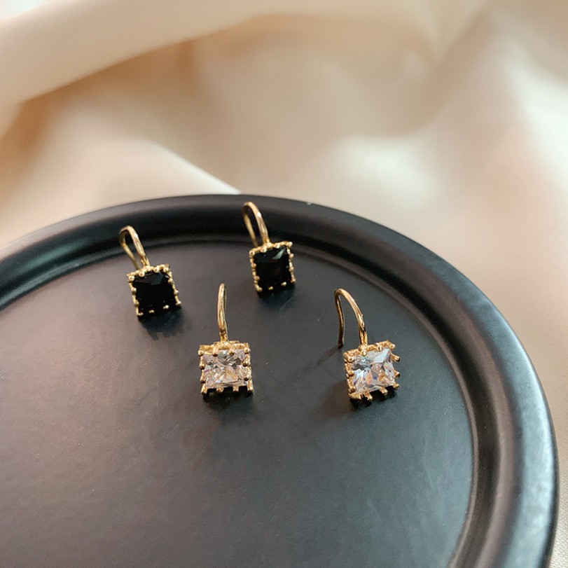Fashion square zircon earrings Shopee Singapore
