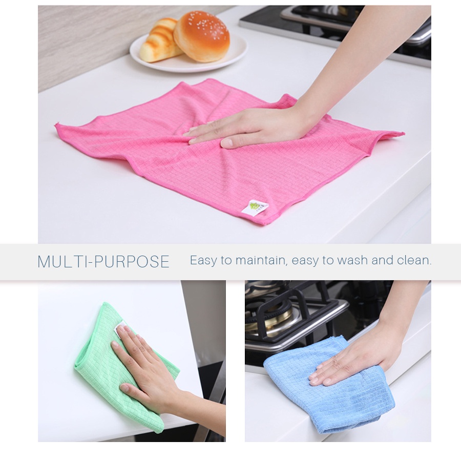 4pc Microfibre Kitchen Cloth All Purpose Towel Easy Wash Super Absorbent Soft Antibacterial Cleaning Rag