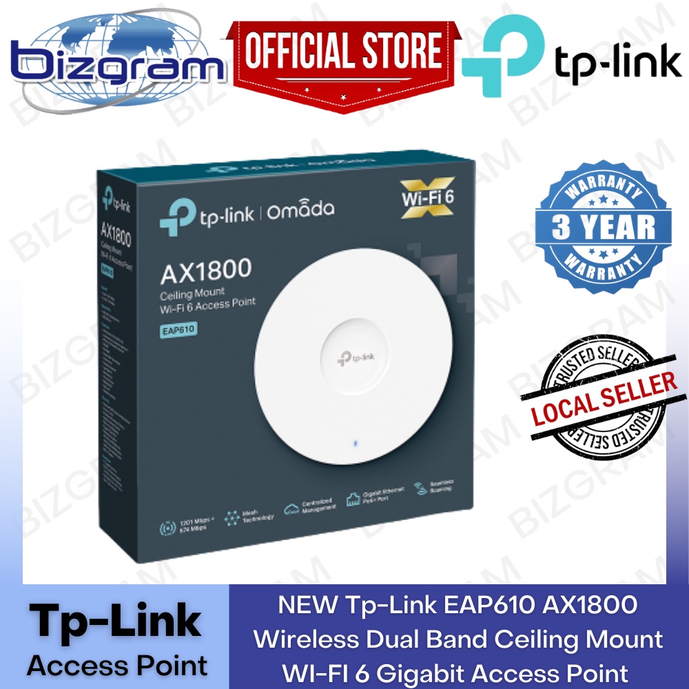 (NEW) TpLink EAP610 / EAP610Outdoor AX1800 Wireless Dual Band Ceiling