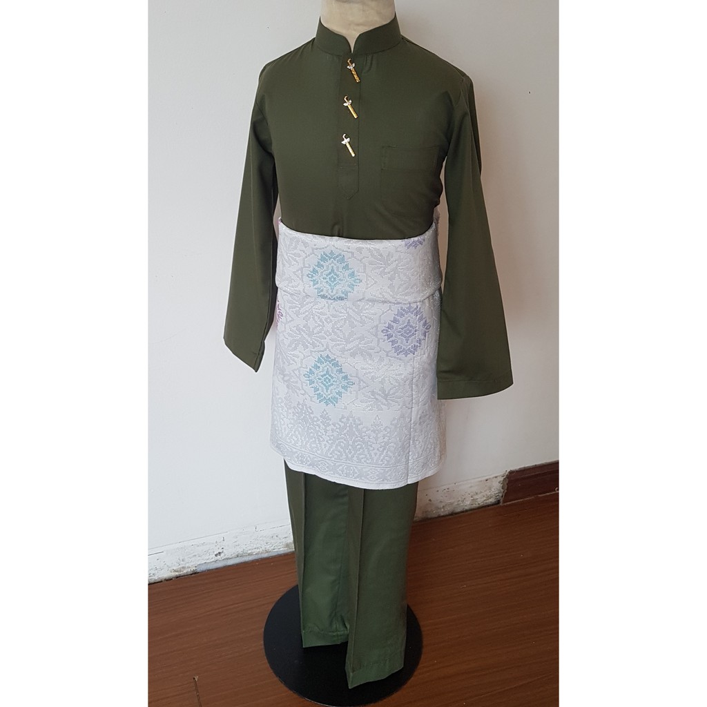 Baju Melayu Budak OLIVE GREEN HIJAU Boys Lelaki Raya Baju Melayu Budak OLIVE GREEN HIJAU Boys Lelaki Raya