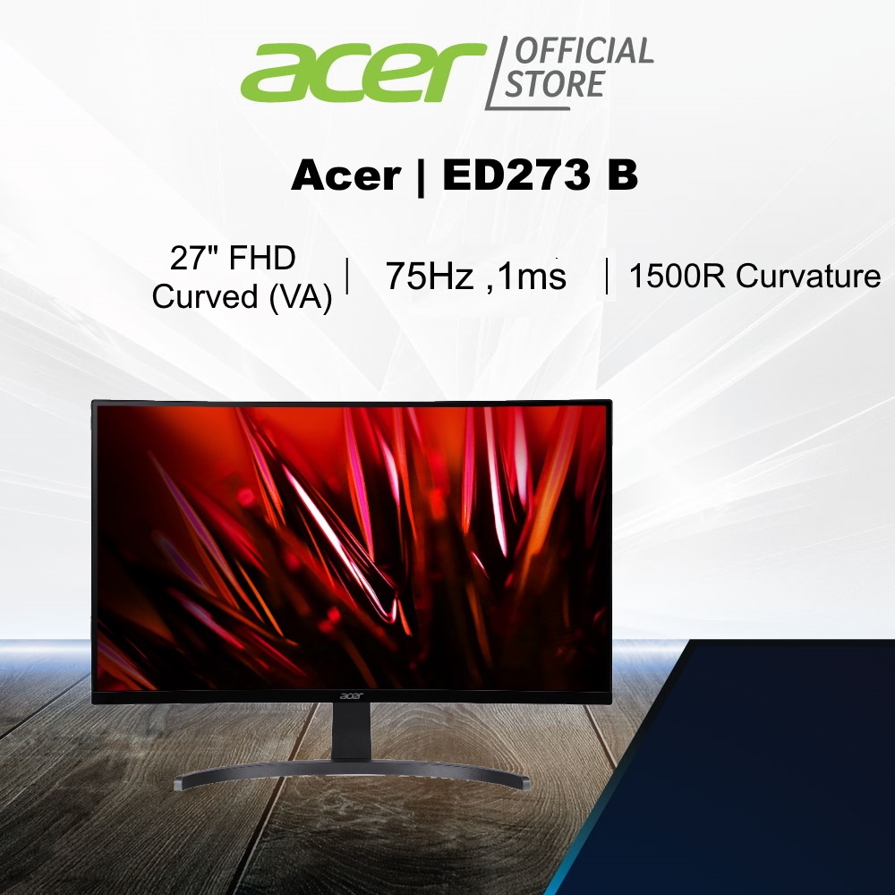 Acer ED273 B 27" FHD E2E Curved (VA) Gaming Monitor with 1ms response ...