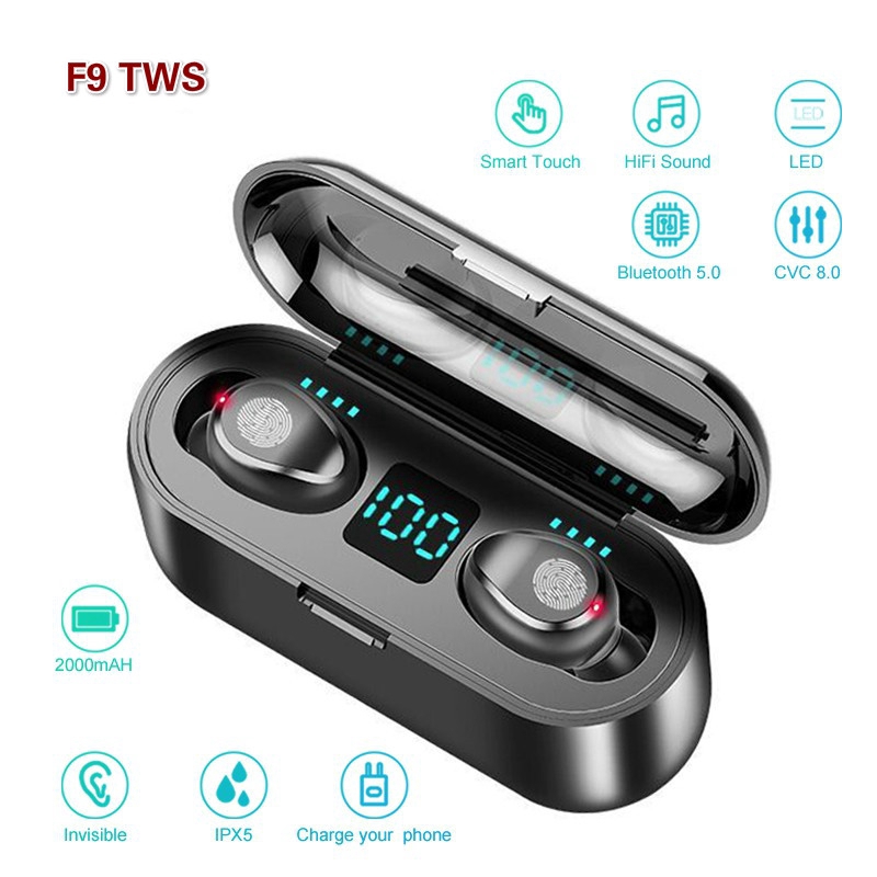 f9 wireless earbuds volume control