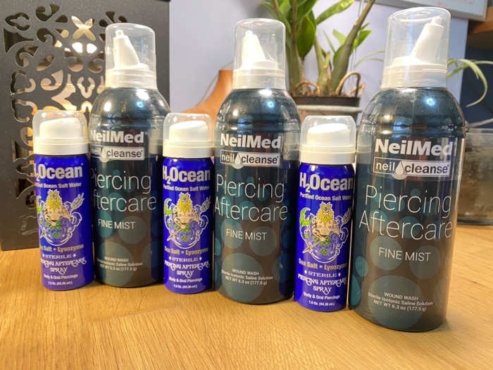 H2ocean Sea Salt Spray 44.36ml (3pcs) with Neilmed Piercing Spray 177ml