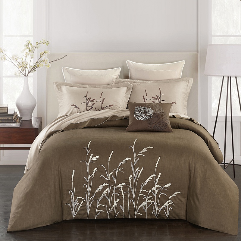Duvet Cover Bed Sheet Set Pillowcase, King Size Duvet Covers Cream And Brown