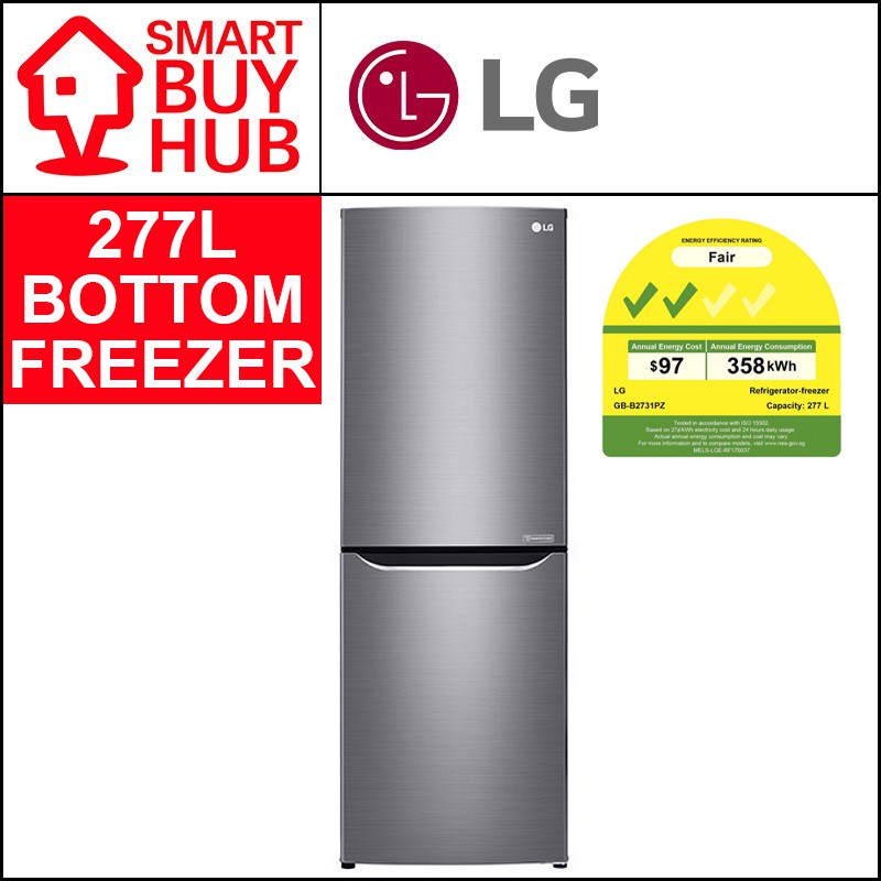 Lg Gb B2731pz 277l Bottom Freezer 2 Door Fridge 2 Ticks Shopee Singapore