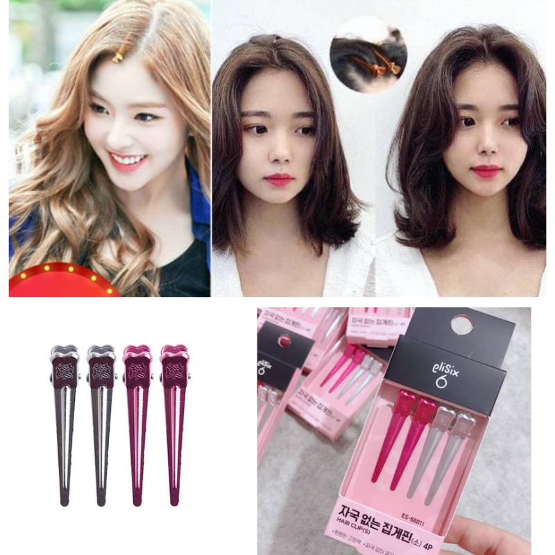 Korea SET of 4 EliSix 6 Professional Salon Volume Styling Hair Clips | 韩国  elisix6 (4入/组) 无痕 发夹 浏海夹 夹子 发根夹 elisix | Shopee Singapore