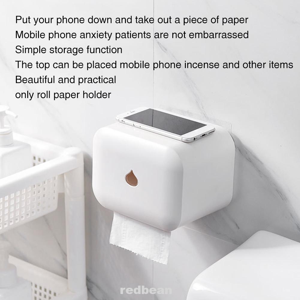 Toilet Paper Roll Holder Plastic Tissue Rolls Stand Dispenser Wall Mounted Self Adhesive Without Drilling Waterproof Dustproof for Bathroom Kitchen White