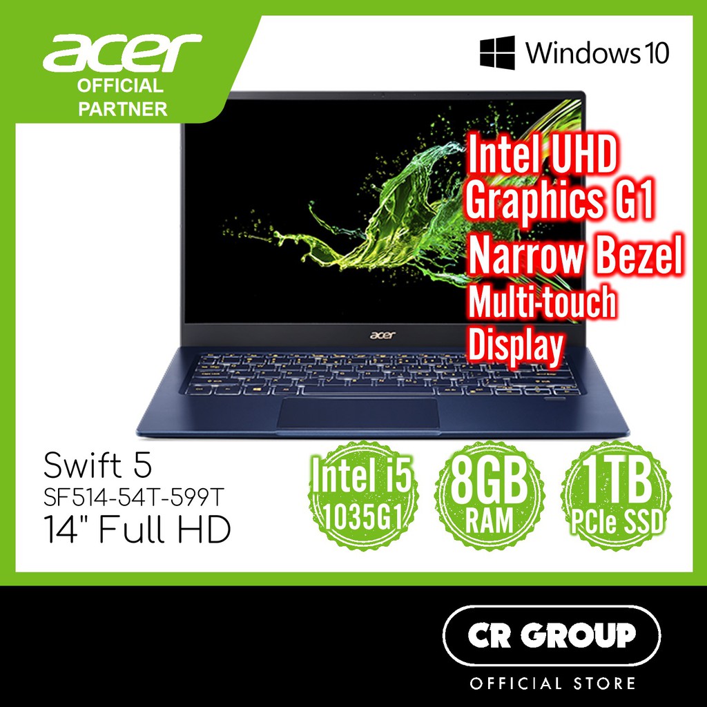 Acer Swift 5 Sf514 54t 599t Core I5 1035g1 8gb Ram 1tb Ssd 14 Fhd Intel Uhd Graphics G1 Shopee Singapore