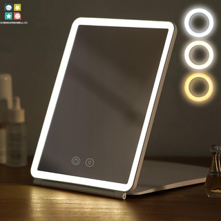 Folding Travel Mirror Lighted Makeup Mirror with 80 LEDs 3 Colors Light Modes USB Rechargeable Mirror