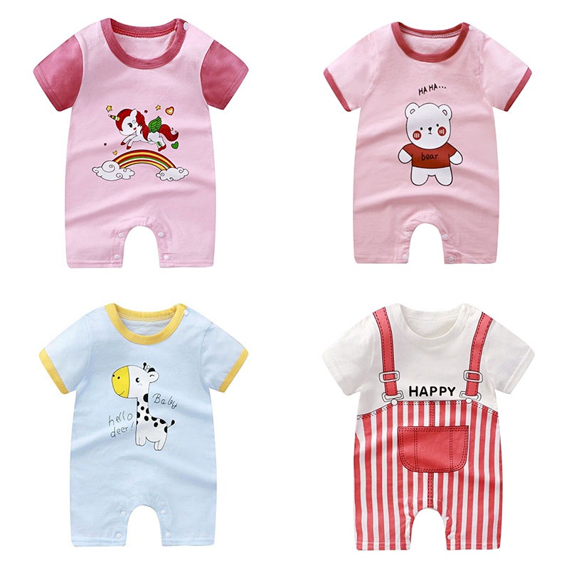sheopge Christmas Dog Graphic Newborn Baby Short Sleeve Romper Infant Summer Clothing