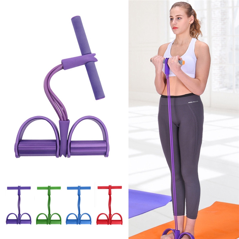 4-Tube Foot Pedal Pull Rope Resistance YogaExercise Sit-up Fitness Equipment