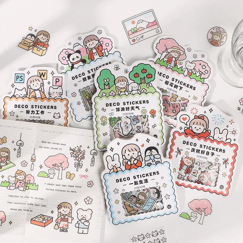 40pcs not repeating cute sticker bullet journal decorative writable