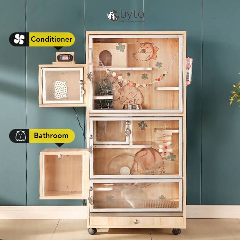 Byto Chinchilla Cage Solid Wood Hamster Cage With Air Conditioning