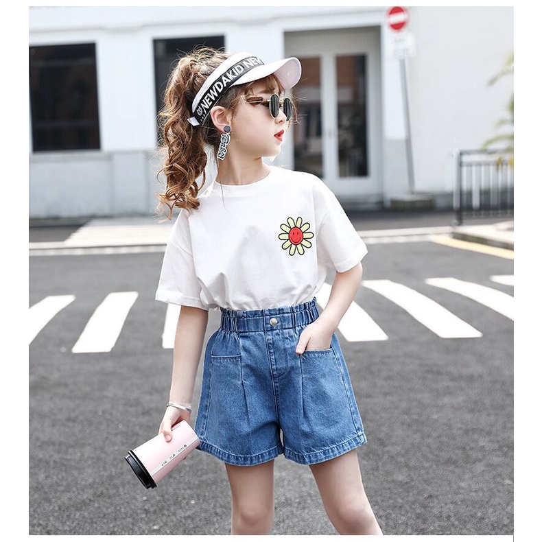 Ready stock Jeans Short Pants Girl Short Jean Pant Denim Casual Children Jean Pants 3-12Years