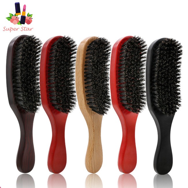 Pig Bristle Wave Brush Hair Comb Hair Beard Comb Large Curved Comb