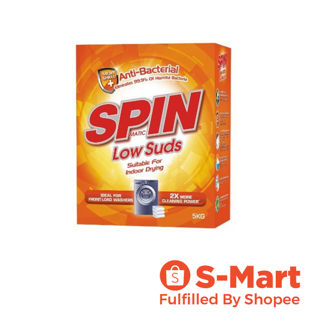 SPINmatic Low Suds Laundry Powder Detergent (AntiBacterial) 5kg