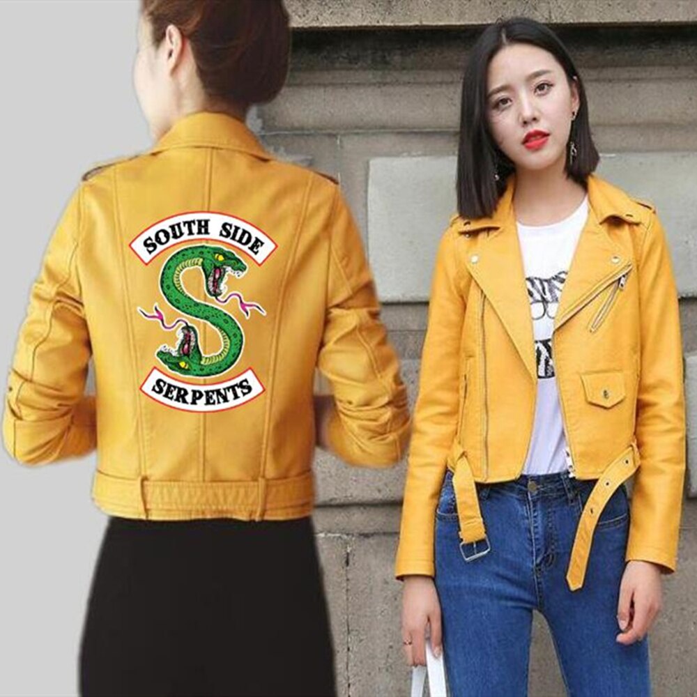 Image of 2019 Riverdale Leather Jacket Women Fashion PU Motorcycle Jackets Southside Serpents Artificial Short Leather Motorcycle Coats #8