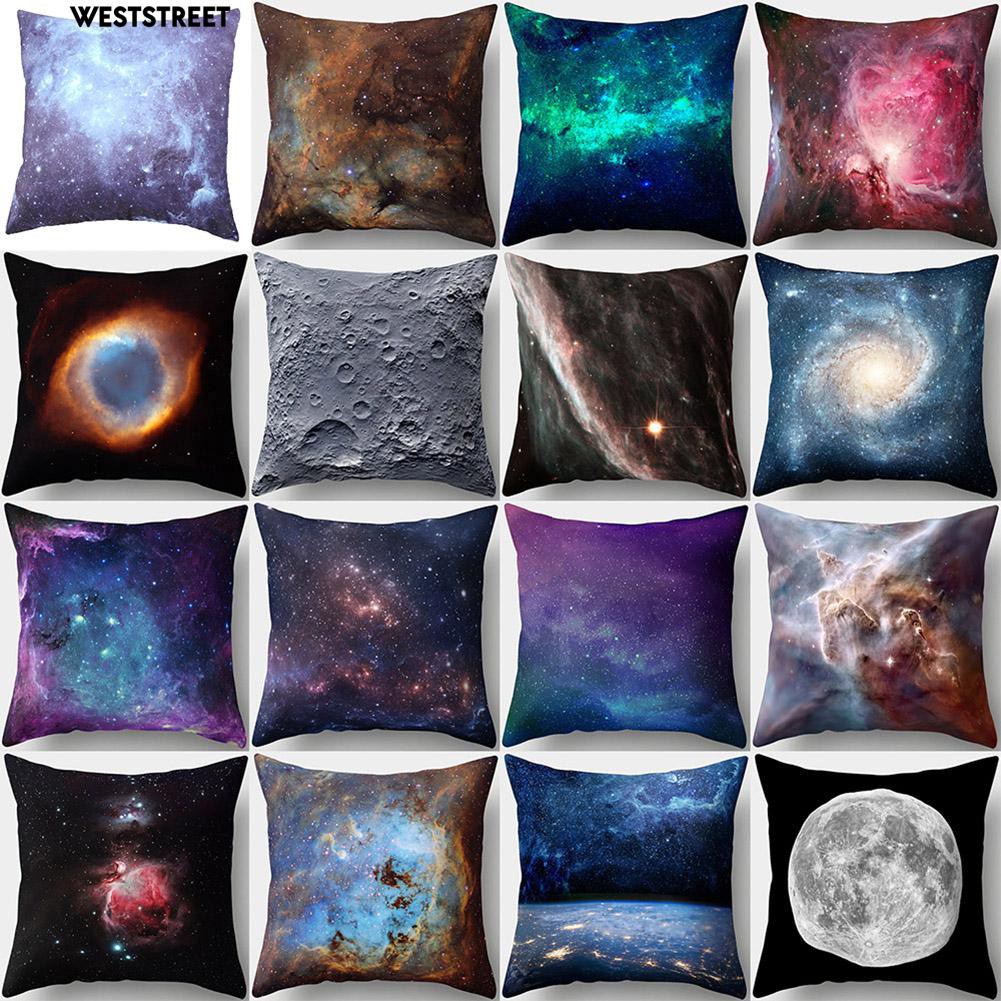 Sun Moon Planet Print Pillowcase Bed Waist Rest Cushion Cover