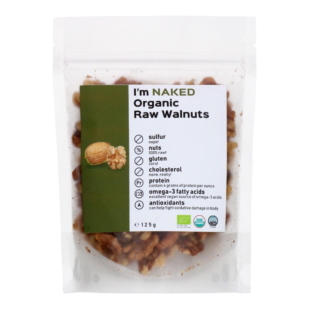 Naked Organic Raw Walnuts, 2 X 125G Superlative Foods [Singapore