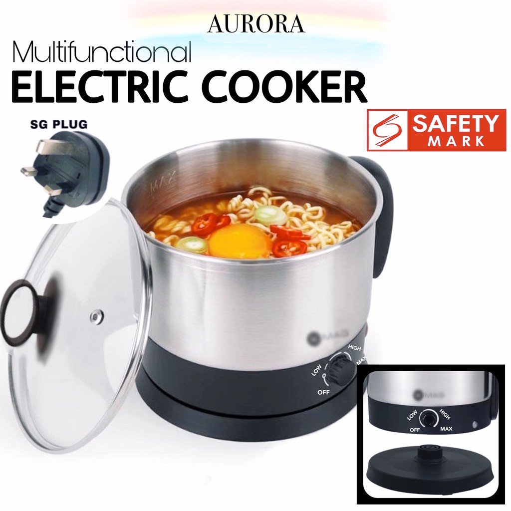Aurora Official SG Seller READY STOCK 1.2L Multi Purpose Mini Hotpot Cooker Steamer Electric